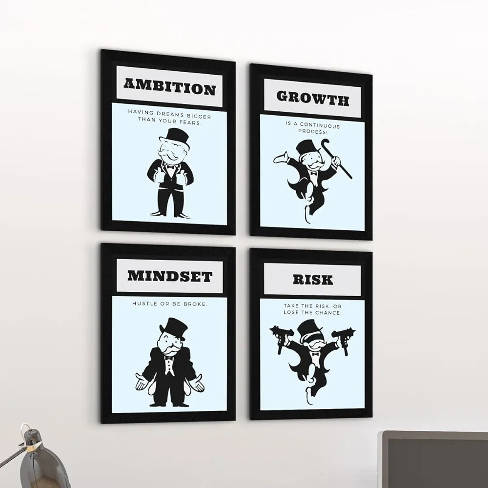 ArtX Paper Growth Motivational Framed Posters Set of 4