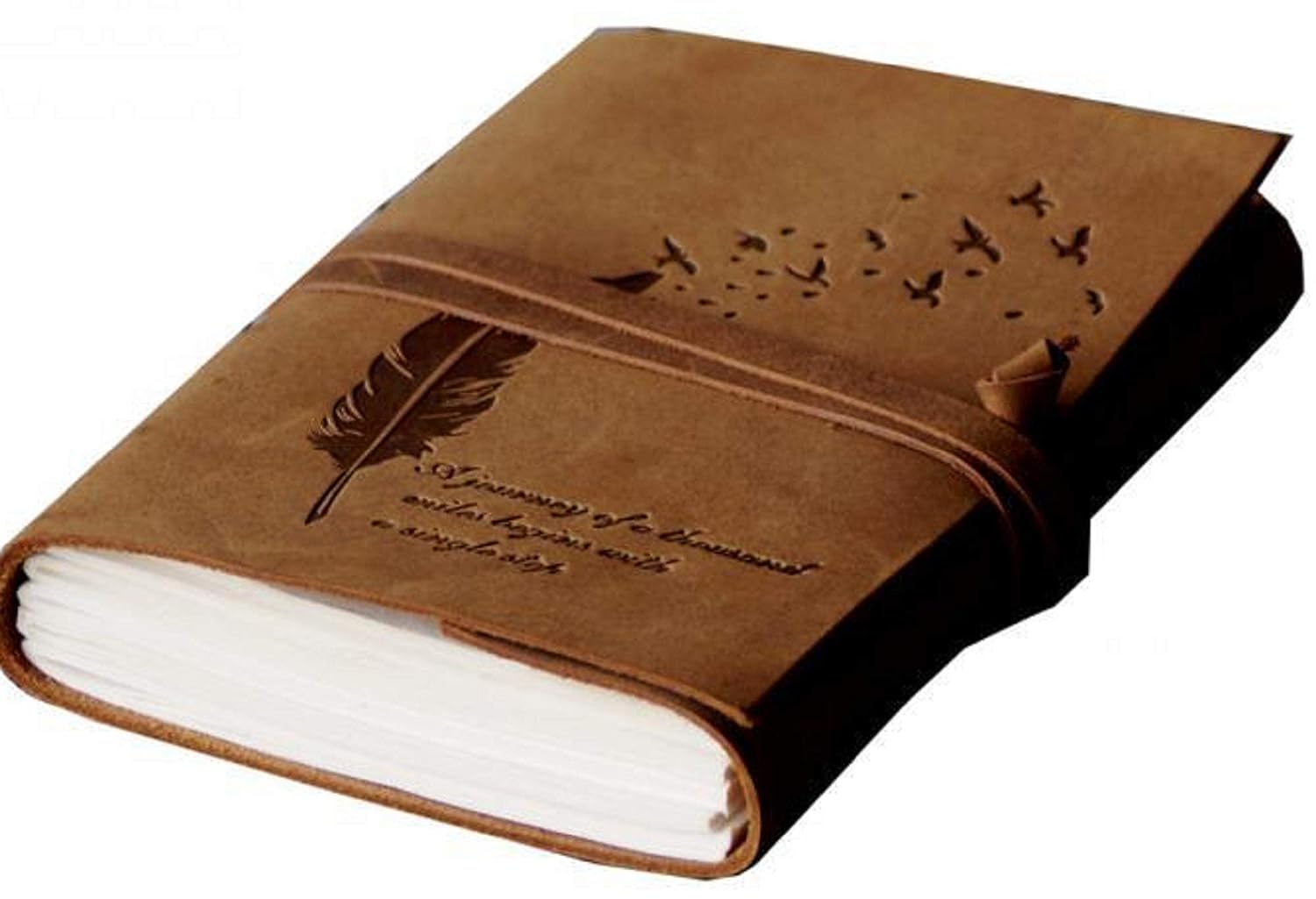 CraftShades – Leather Diary Embossed With Leaf of Tree & a Quote Antique Handmade Leather Bound Diary cum Notepad for Men and Women Plain Paper of 5×7 Inch Size 240 Pages Perfect for Travel Diary