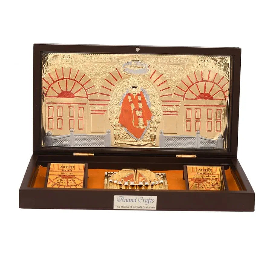 Jaipur Ace Shirdi Sai Baba Gold Plated Charan Paduka Yantra With Wooden Box