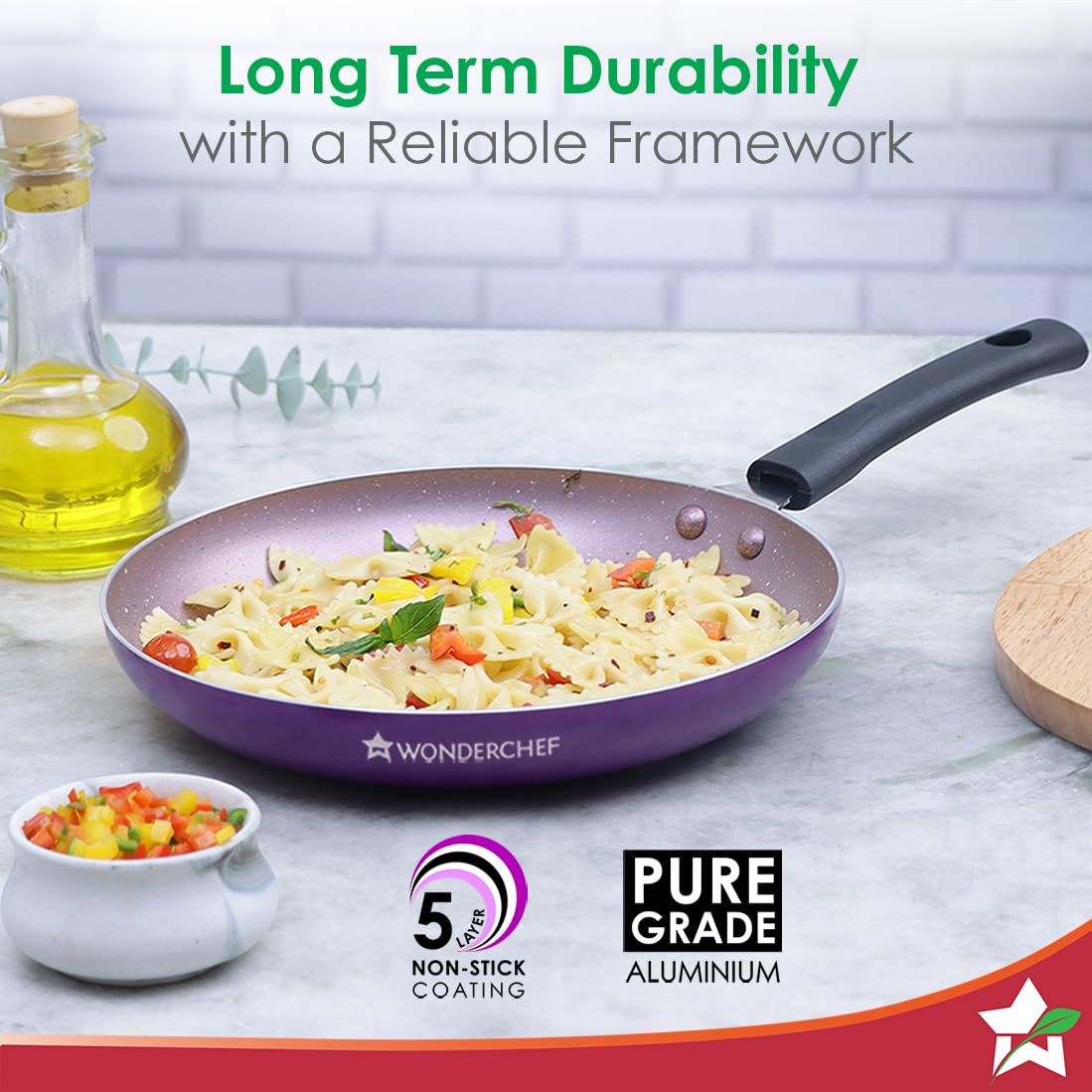 Wonderchef Valencia Non-stick Fry Pan| Cool Touch Bakelite Handle| Pure Grade Aluminium|1.5 Litres Capacity| Size 24 Cm