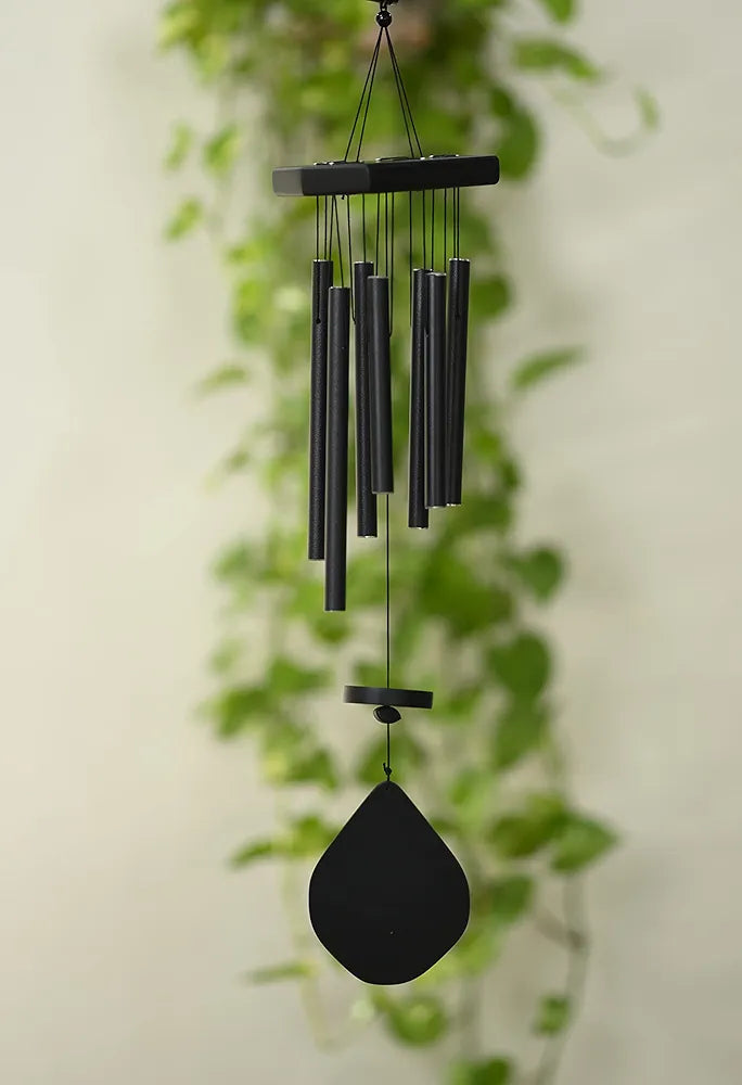 Tej Gifts - Feng Shui Metal Wind Chime 7 Pipes Black Rods