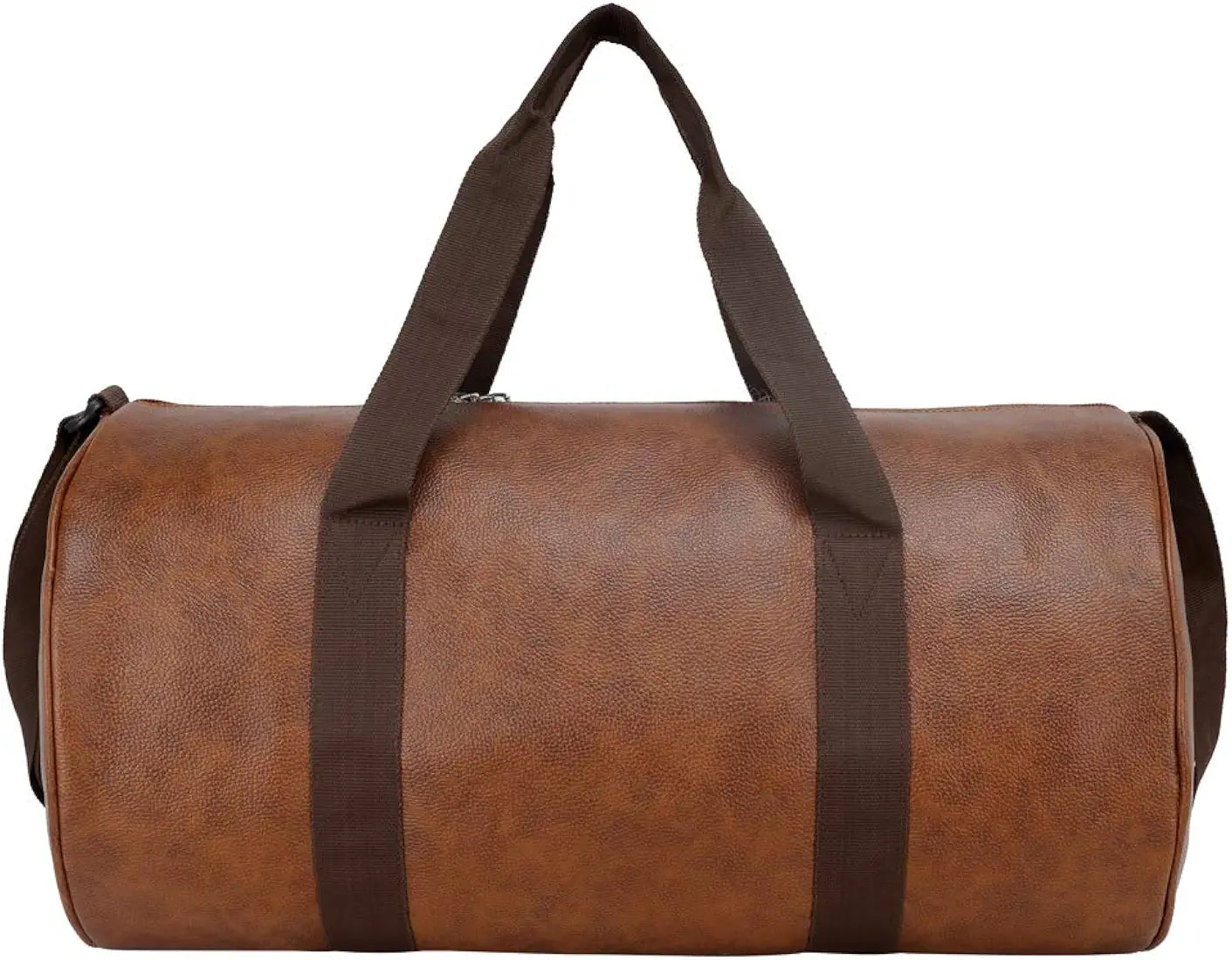 Leather World Vegan Leather 24 Cms Duffle/Shoulder/Gym Bag for Men & Women Tan Travel Friendly Bag Gifts for Men