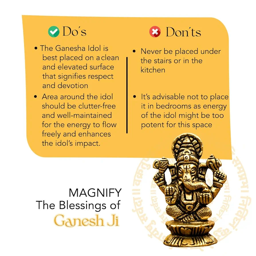 Ekhasa Pure Brass Ganesha Idol Pital Ganesh Murti Size: 5.5 cm