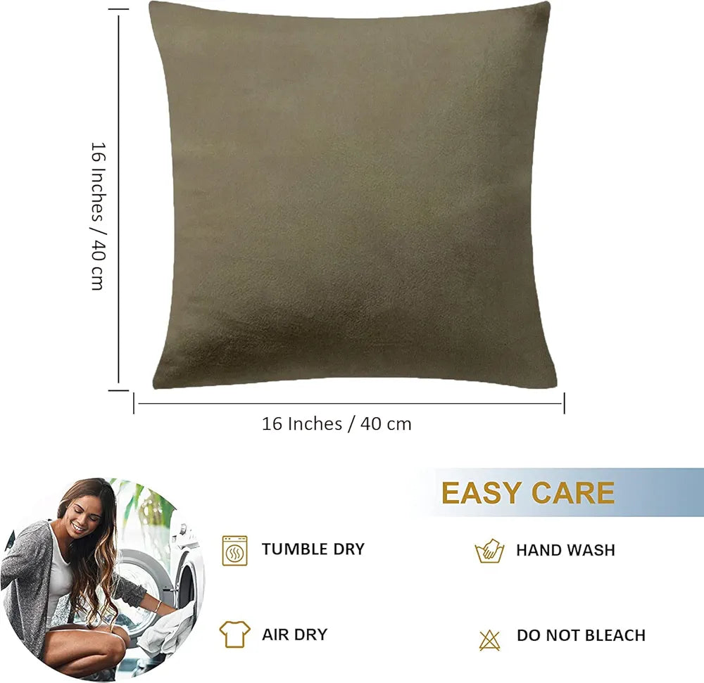 Cloth Fusion Velvet Sofa Cushion Cover Set of 5 Luxurious Cushion Cover Ash Brown