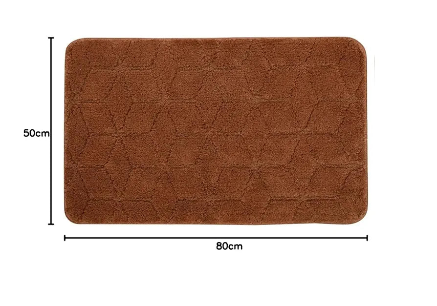 Saral Home Soft Cotton Anti Slip Bathmat with Contour Set Colour Browm