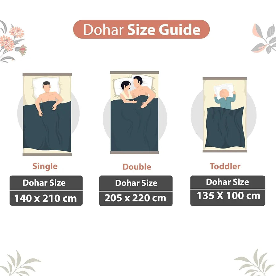 Divine Casa Floret 100% Cotton Double Dohar 120 GSM Soft & Lightweight Throw Blanket Colour Floral Blush