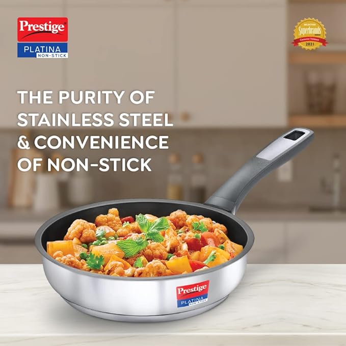 Prestige Platina Non-Stick SS Fry Pan without Lid 220mm