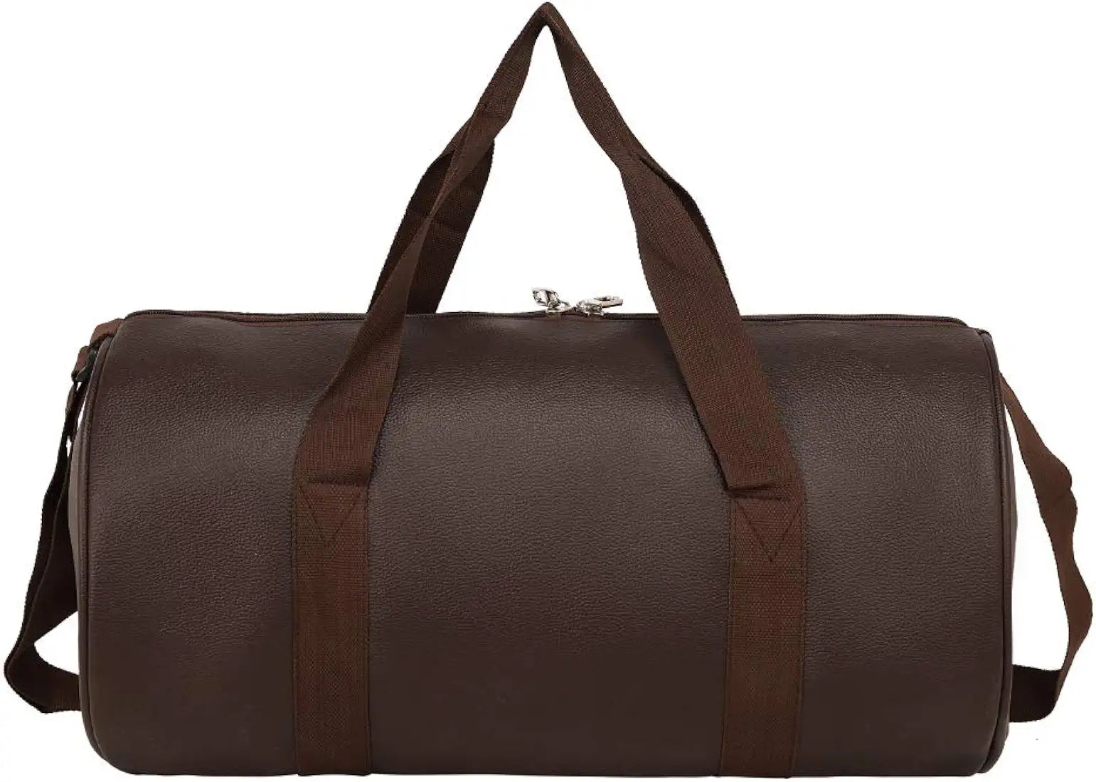Leather World Vegan Leather 24 Cms Duffle/Shoulder/Gym Bag for Men & Women Brown Travel Friendly Bag Gifts for Men