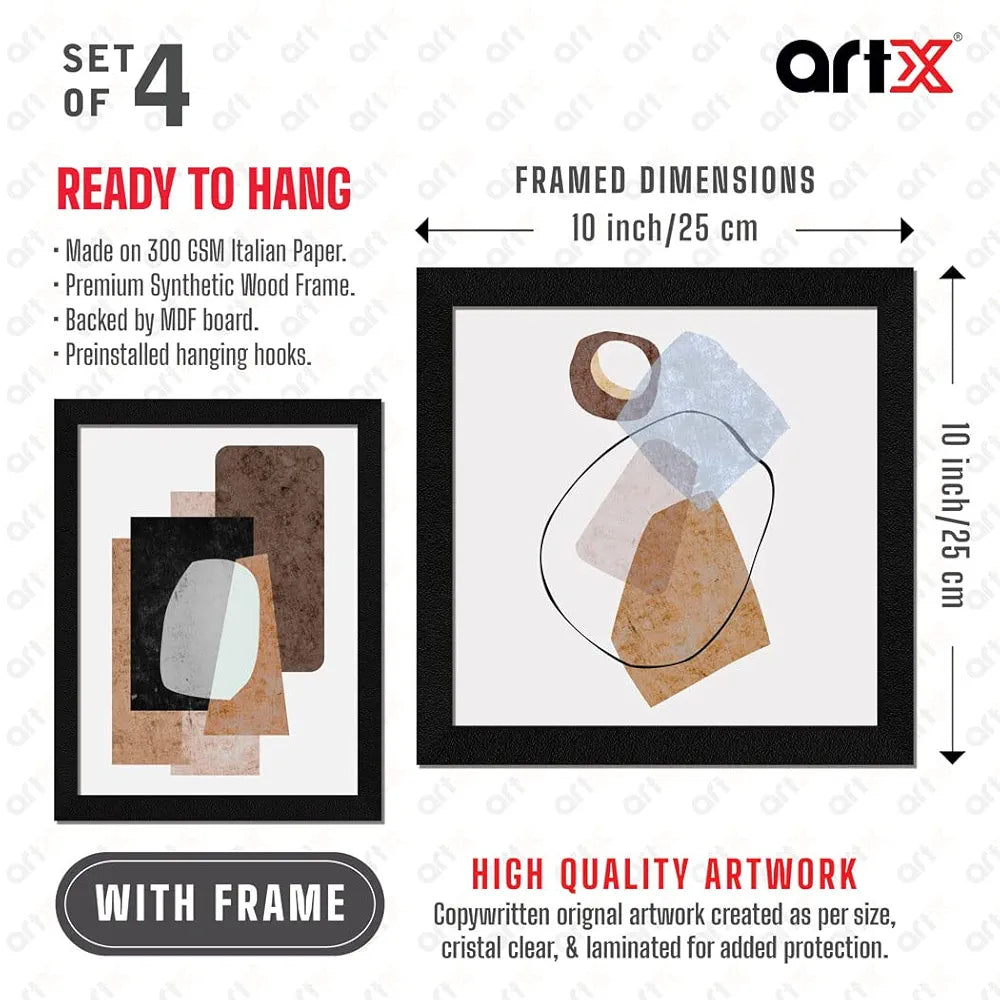 ArtX Paper Contemporary Big Wall Art Frame Painting Abstract Multicolor Set of 4