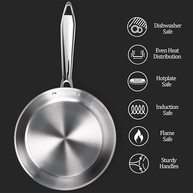Milton Pro Cook 22 Cm Frying Pan, Triply Stainless Steel With Lid, 1.5 Litre - 1294 gms
