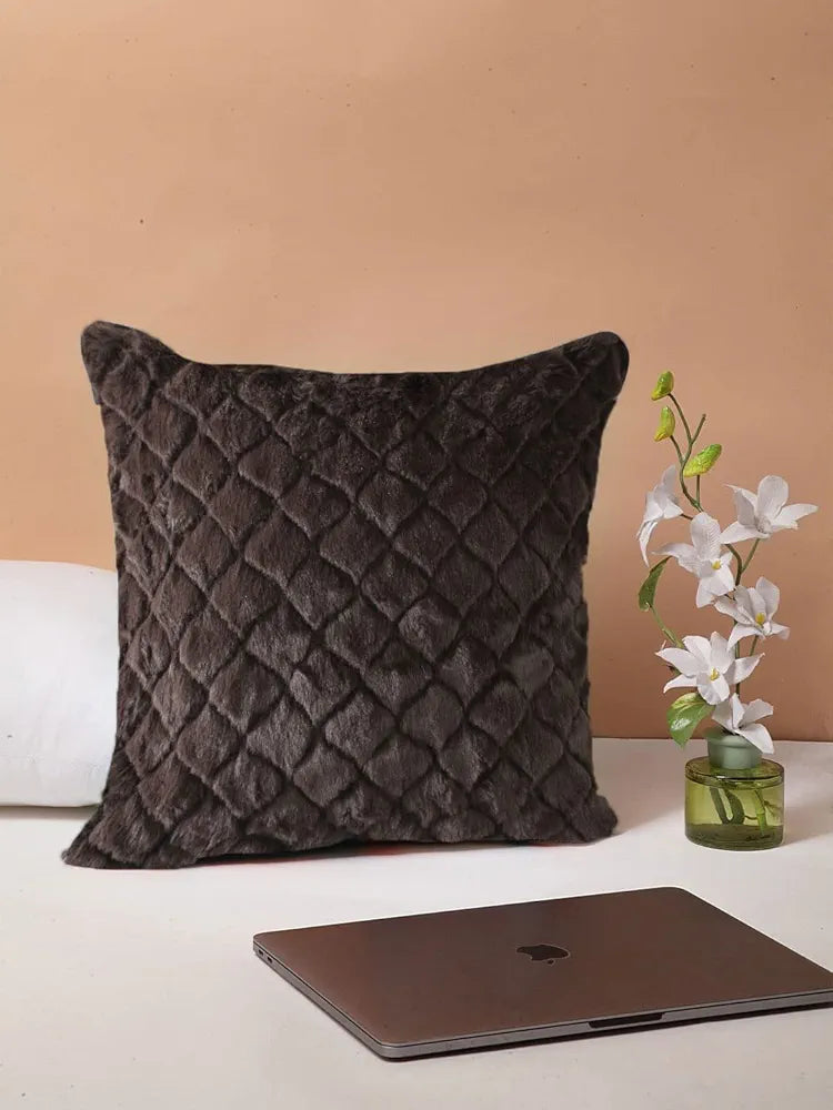 Luxe Home Cushion Cover Marino Fur Sold Design Ultra Soft for Home Decor Set of 2 Colour Cocoa