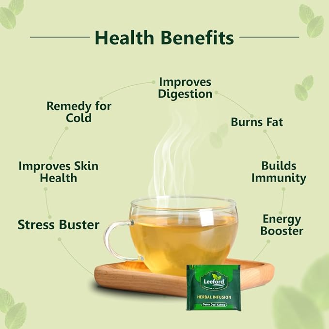 Leeford Herbal Infusion Detox Desi Kahwa, Green Tea for Weight Loss - 25 tea bags