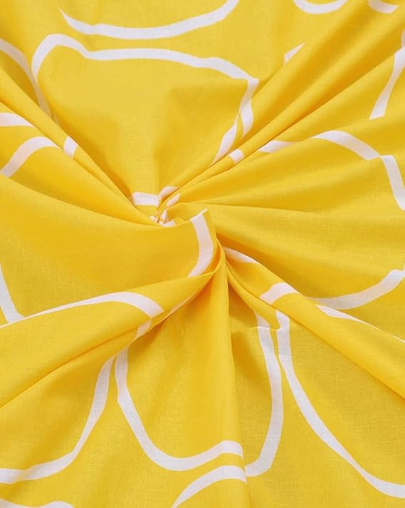 Huesland by Ahmedabad Cotton 144 Tc King Size Bedsheet Cotton with 2 Pillow Covers | Yellow