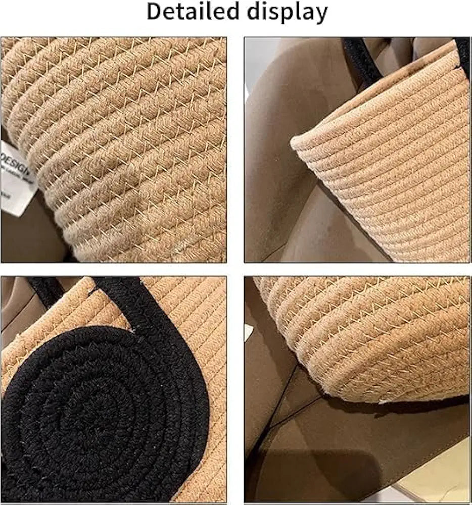 Attractive Hand Bag Large Tote Bamboo Beach Basket for Women Jute Handmade