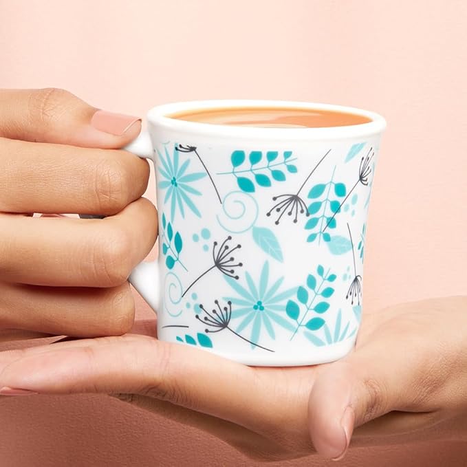 Larah by Borosil Crysta Series Stardust Opalware Mug | Set of 6 Tea/coffee Mugs | 100 Ml Each