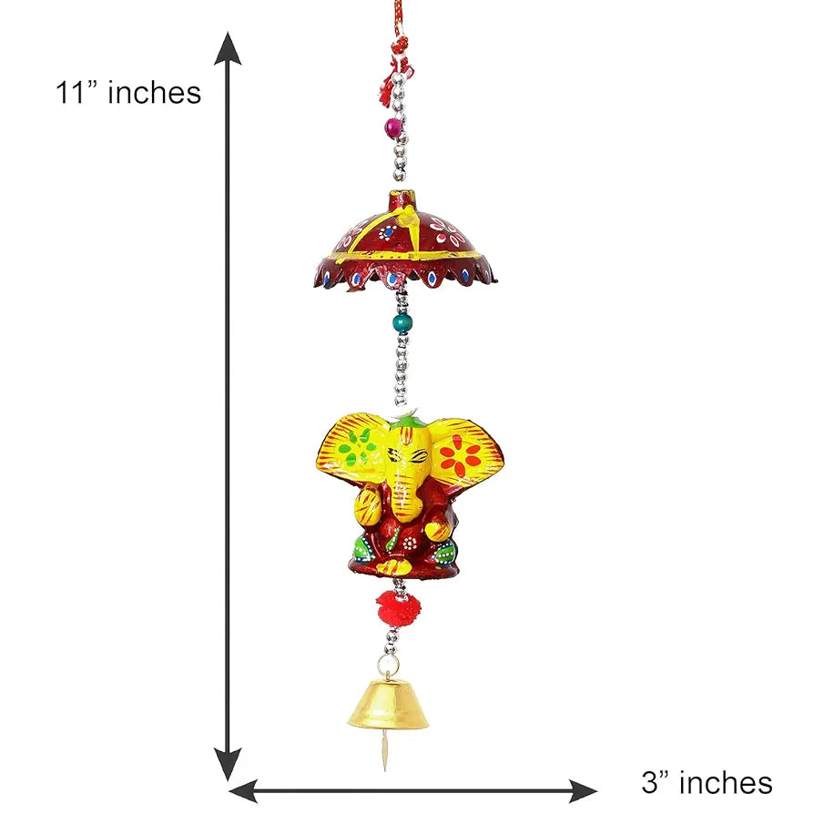 eCraftIndia Handcrafted Decorative Lord Ganesha Wall Hanging Bell STRGAN501