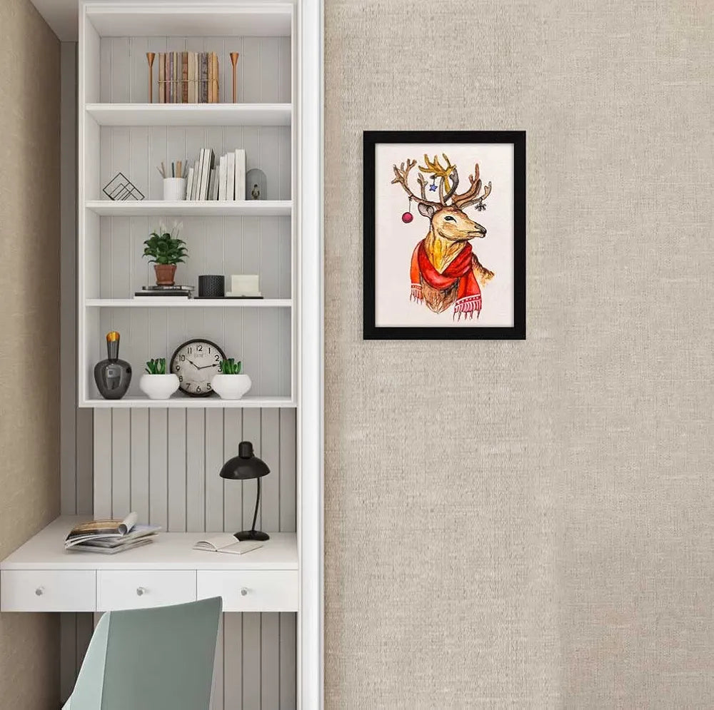 ArtX Paper Christmas Deer Abstract Frame Wall Art Painting