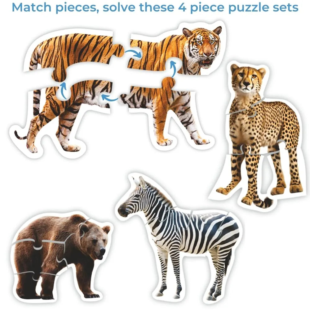 Toykraftt Jungle Animal Puzzles for Kids Aged 3 to 5 Year Olds| 4, 5, & 6 Piece Puzzles for Toddlers