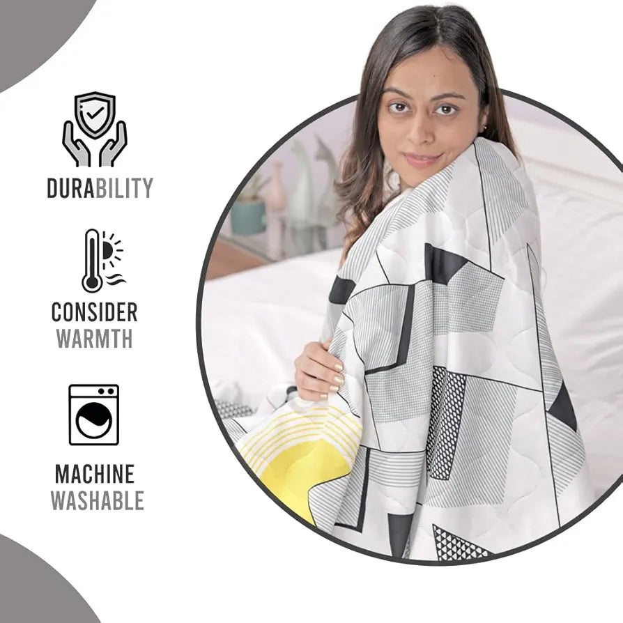 Divine Casa 120 GSM Microfiber Single Bed Comforter Soft & Lightweight Reversible AC Blanket Colour Black Bean