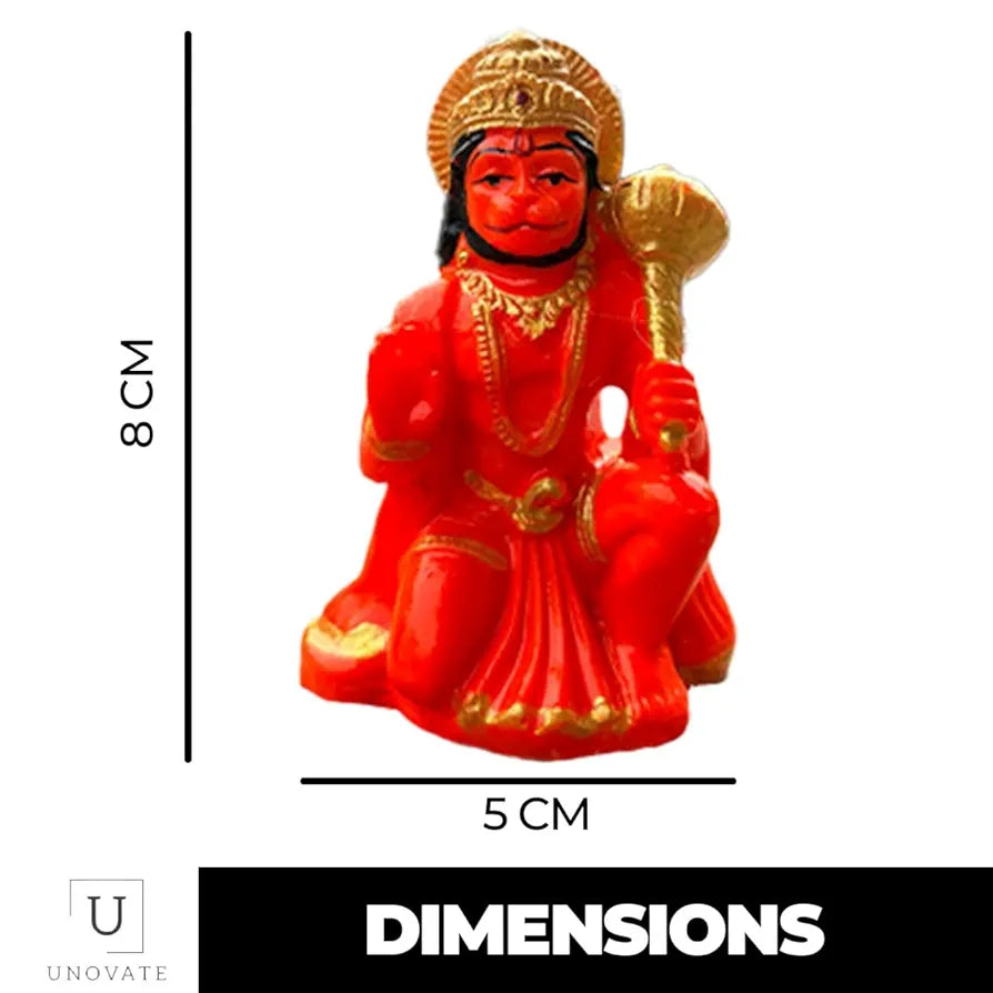Unovate Orange Lord Hanuman Idol for Car Dashboard