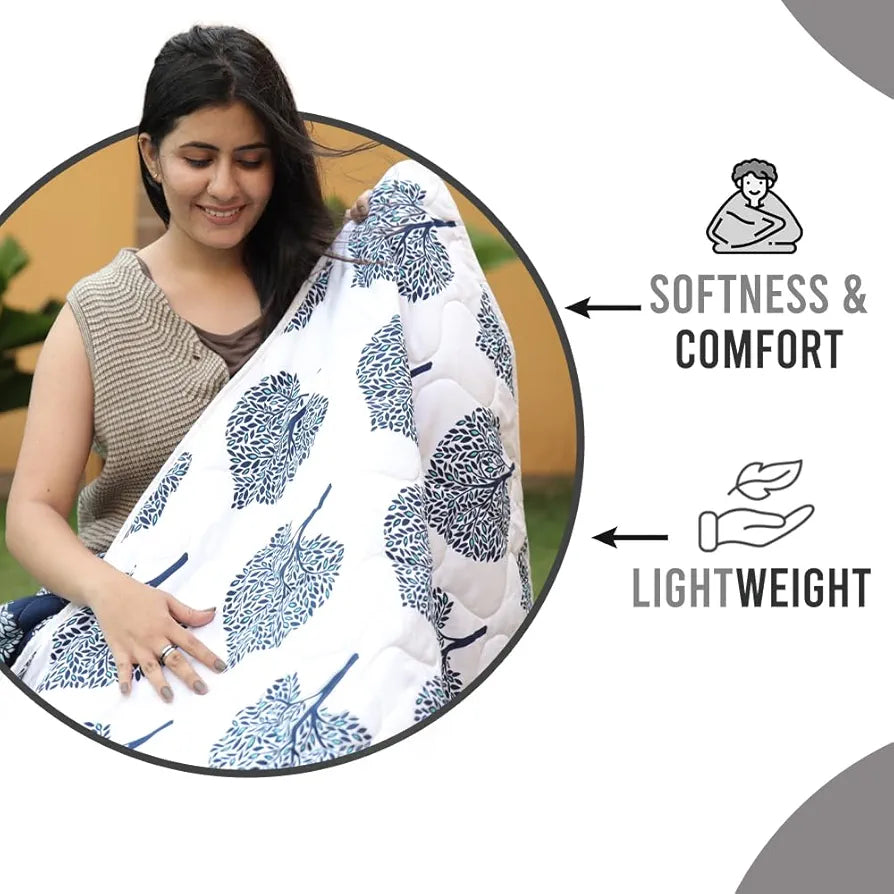 Divine Casa Microfibre Quilt AC Blanket 120 GSM All Season Reversible Double Bed Size Comforter Colour Medieval Blue