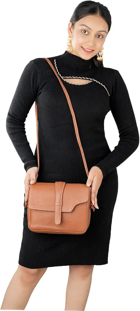 Goatter Genuine Leather Sling Cross-Body Bag For Girls And Women's