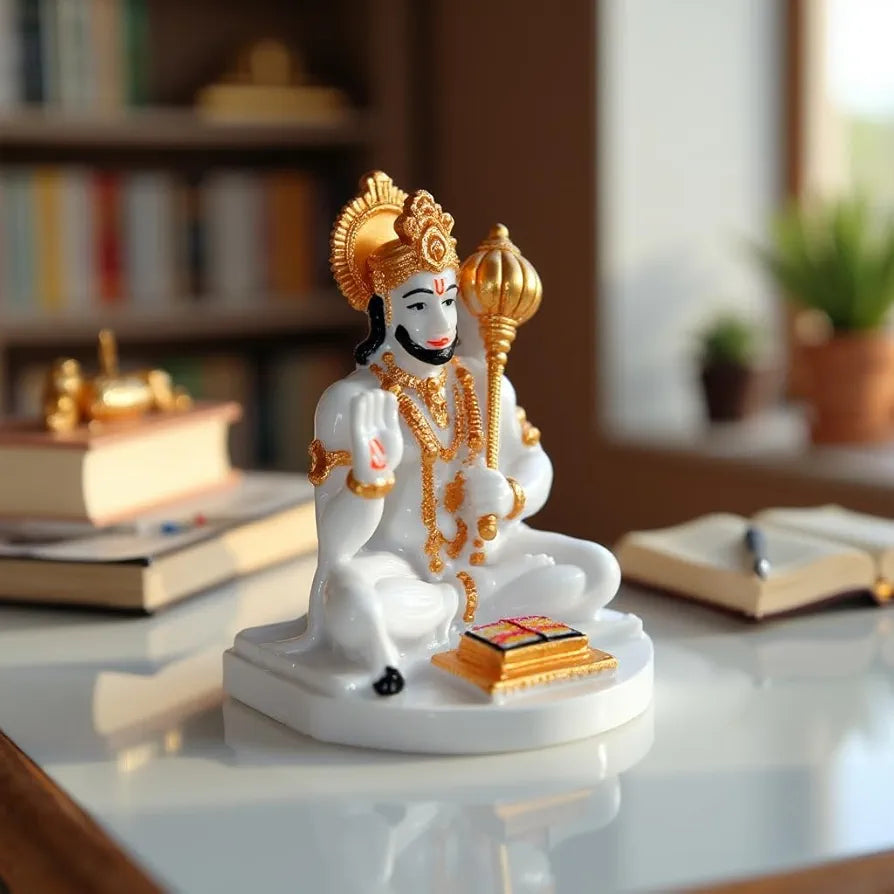 Unovate Lord Hanuman Idol White for Car Dashboard