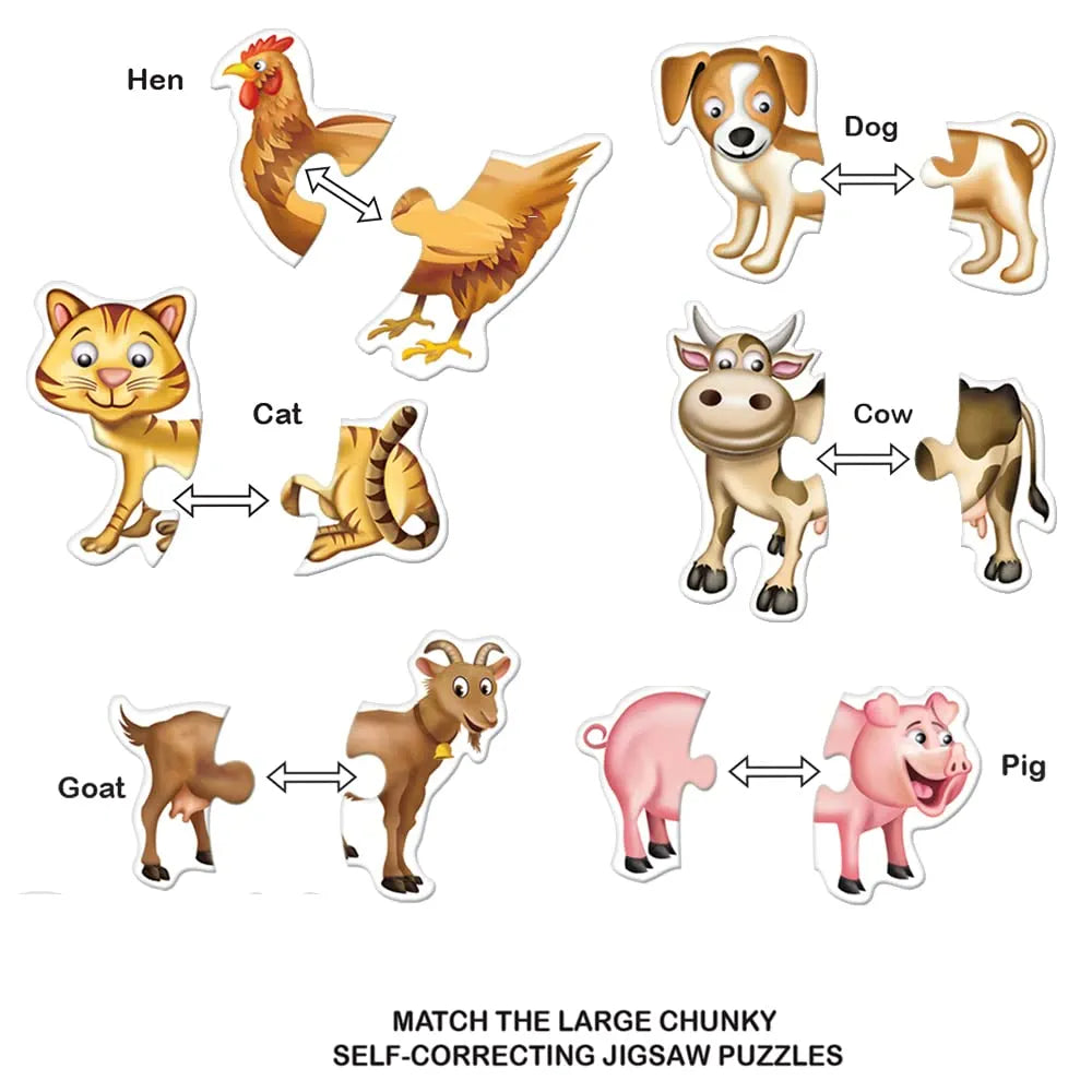 TOYKRAFTT 2 Piece Floor Puzzles for Kids Age of 2 Years Above, Chunky Pieces, Educational Toys for Toddlers, My First Farm Animal Puzzles