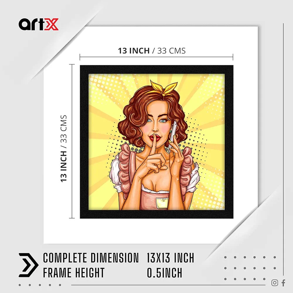 ArtX Paper Beautiful Women Pop Art Wall Art Painting Multicolor Abstract