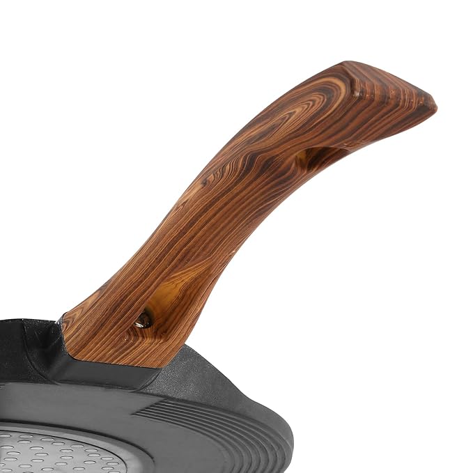 Vinod Zest Plus Aluminium Die Cast Non Stick Roti / Chapati Tawa - 31 cm | 5mm Thick | 5 Layer Coating | Scratch Proof | Wooden Finish Handle