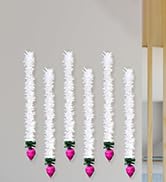 Handmade Artificial Marigold Fluffy Flowers Colorful Woolen Kite Bells Hangings 39 Inches Pack of 6