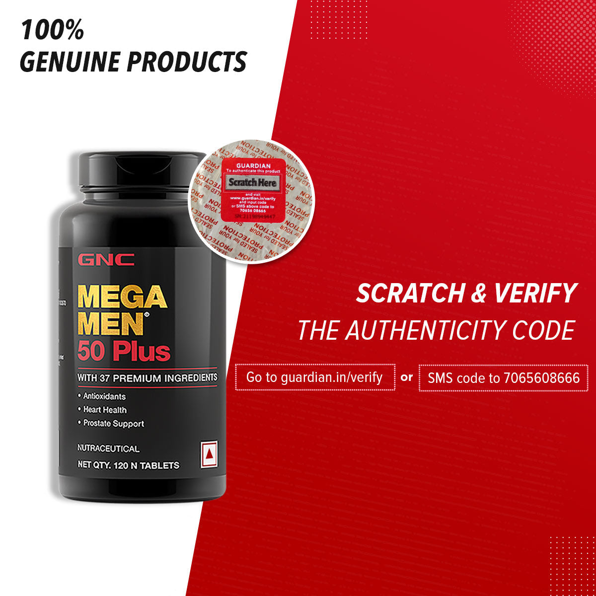 GNC Mega Men 50 Plus Multivitamin  For Healthy Heart Prostate Support & Well Being - 120 tabs