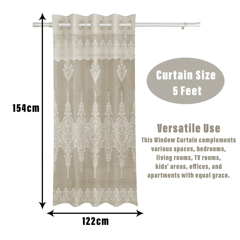 Kuber Industries Darkening Window Curtains Sheer Curtain with 8 Rings SY15ZZ Cream Colour