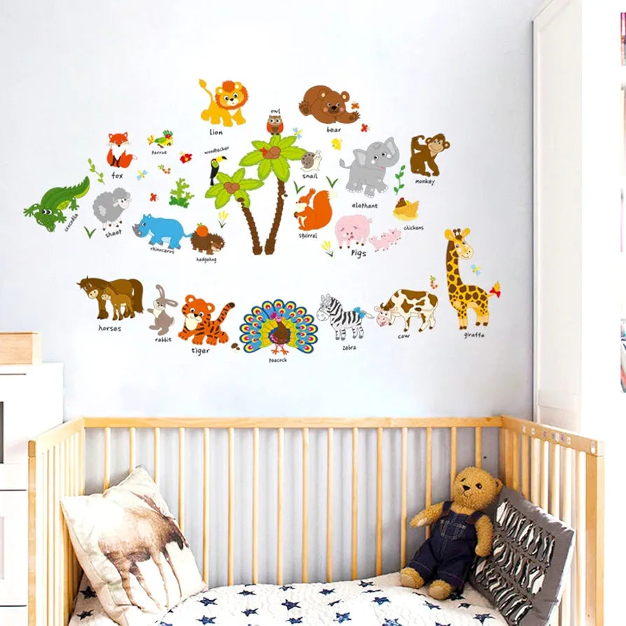 Jaamso Royals Wall Stickers for Kids Wall Stickers for Kids Room Animal Kids Education Wall Sticker