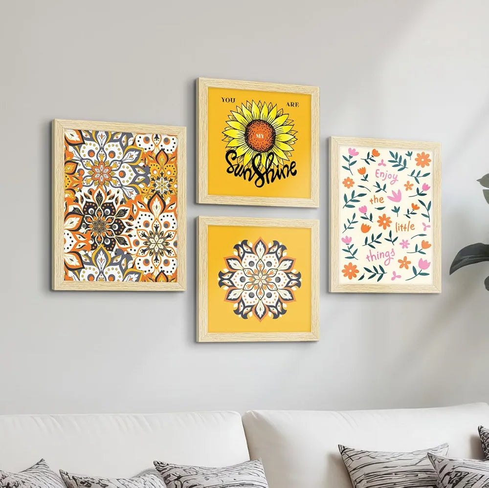 ArtX Paper Floral Big Wall Art Frame Painting Multicolor Set of 4