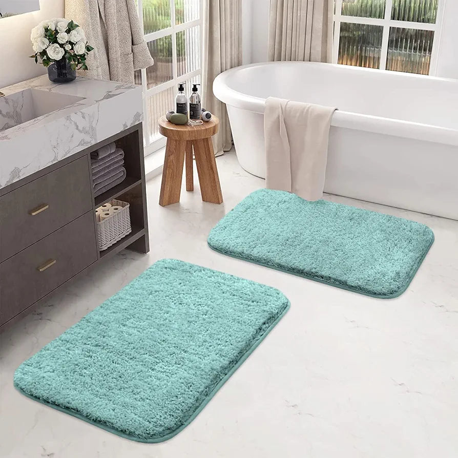 Luxe Home International Bath Mat Super Soft Ultra Absorbent Rectangular Mat Colour Blue (Pack of 2)