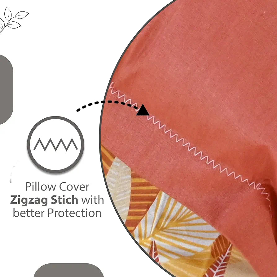 Divine Casa 144 TC Pure Cotton Double Bed Bedsheet with 2 Pillow Covers Regal Paisley Colour Peach Yellow