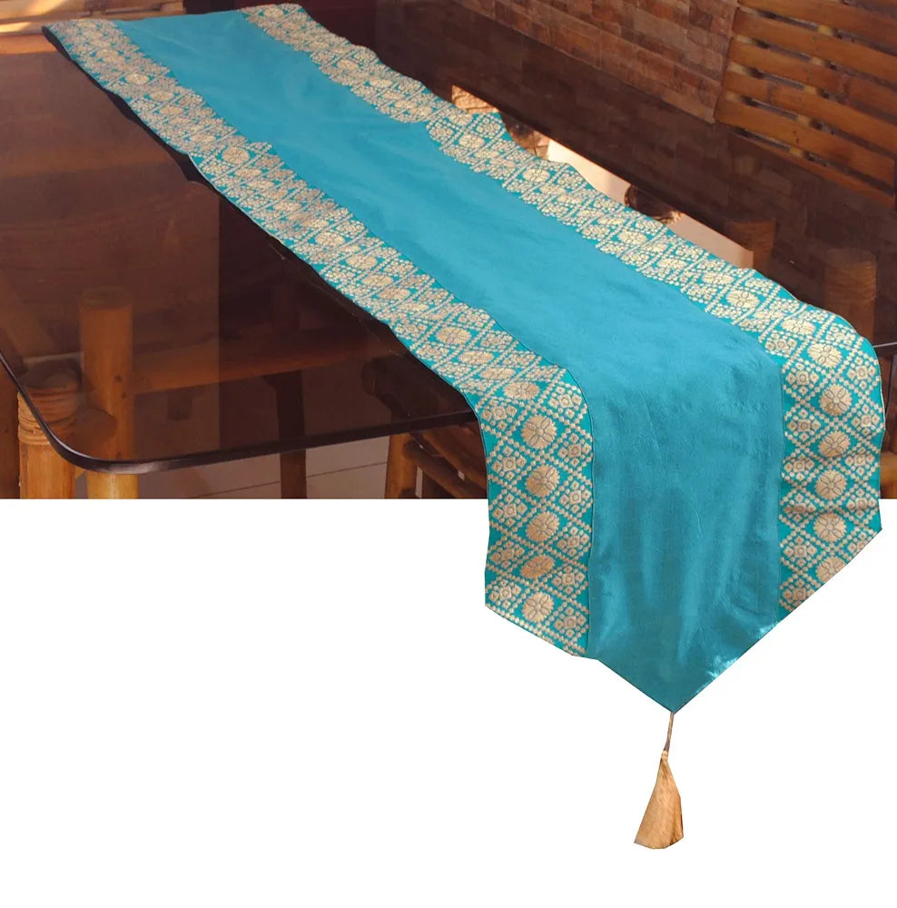 Pink Parrot-designer Durable Dopian Silk Table Runner Colour Multicolour