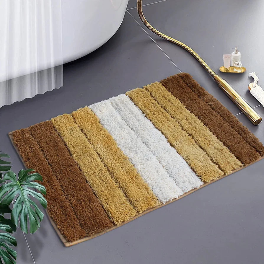 Luxe Home International Microfiber Rectangular Bath mat Soft Anti Slip Skid Luxury Mats 40X60 Cm  Colour Tobacco