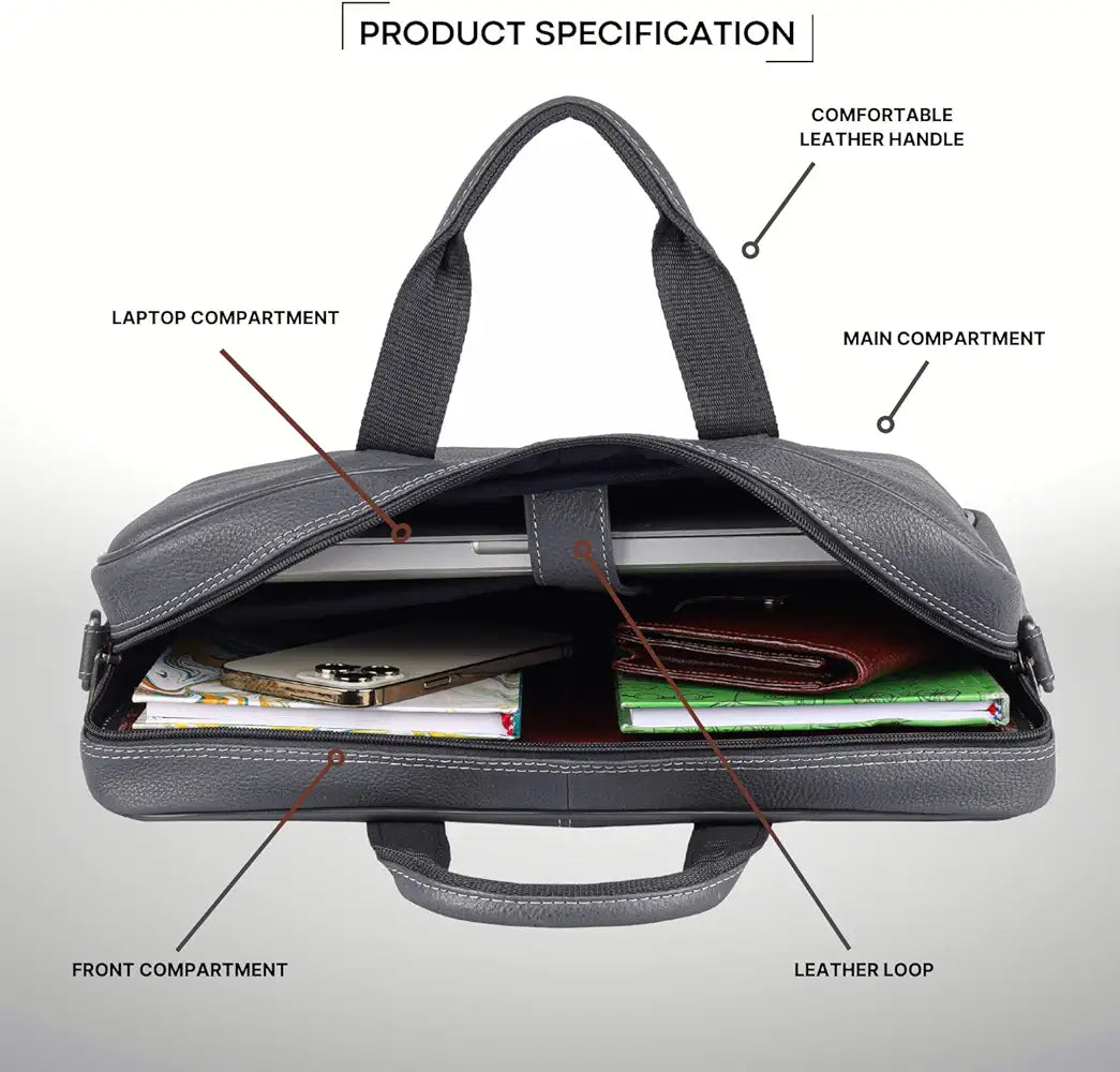 WildHorn Leather Laptop Messenger Bag for Laptop/MacBook up to 15 inch| Padded Laptop Compartment |Office Bag I 365 Days Warranty