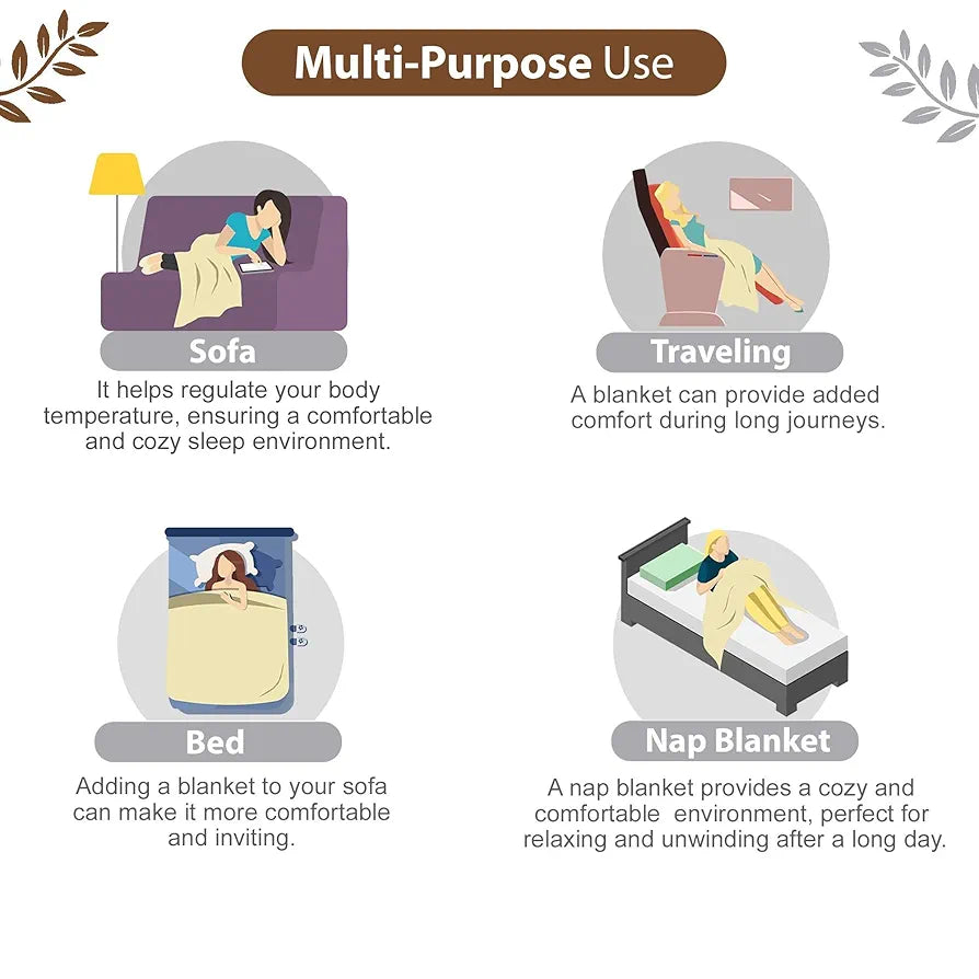 Divine Casa Floret 100% Cotton Single Dohar 120 GSM Soft & Lightweight Throw Blanket Colour Toffee Grey