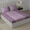 Cloth Fusion Glace Cotton Elastic 186tc Printed Fitted Bedsheet for Double Bed King Size with 2 Pillow Covers Ogee Lavender