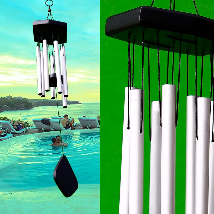 Lilone 7 Pipe Silver Wind Chimes 60 cm Long