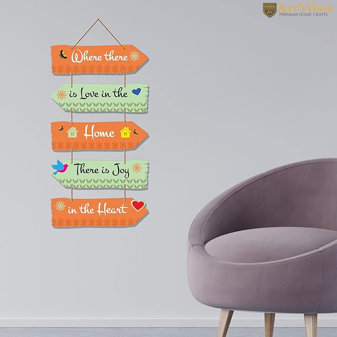 Art Vibes Home Quotes Decorative Wall Art Wooden Hanger for Living Room | Set of 5