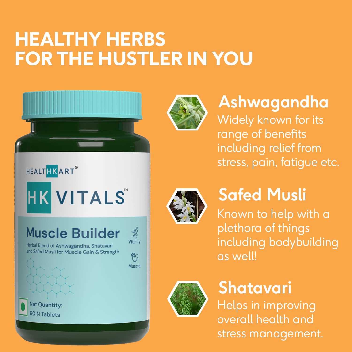 HealthKart HK Vitals Muscle Builder - 60 Tablets