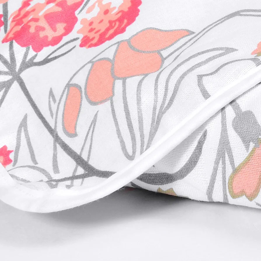 Divine Casa Floret 100% Cotton Single Kids Dohar 120 GSM Soft & Lightweight Throw Blanket Colour Floral Blush