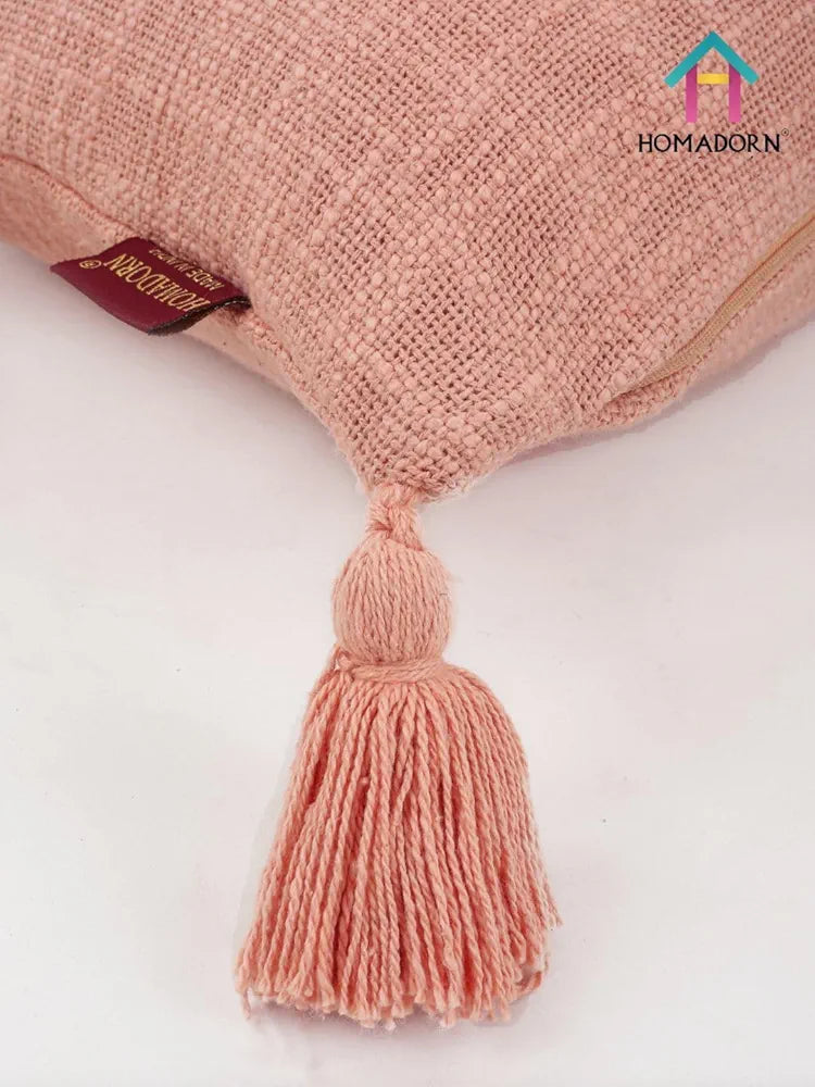 Homadorn Luxury Cotton Handmade Decorative Boho Throw Pillow Covers Peach
