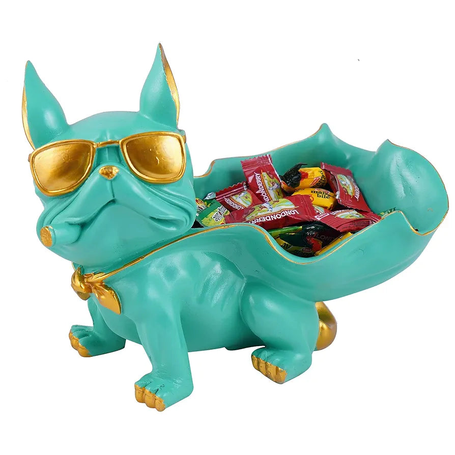 Zart Cool Dog Showpiece for Home Shelves Decor Item Dog Aquamarine Green Bask