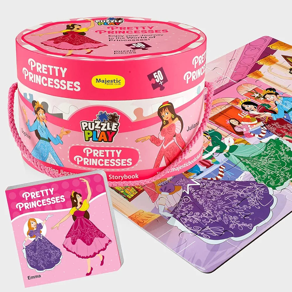 The Book Tree Pretty Princess Puzzle Box for Kids I 50+ Jigsaw Puzzle Pieces & 1 Storybook I Fun Toy for Children Age 3+ I for Children by Majestic Book Club
