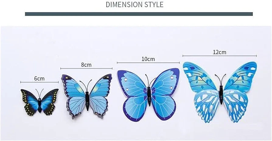 Jaamso Royals 3d Butterfly Stickers for Wall 12 Piece Pack of 1 Blue 90CM X 90CM